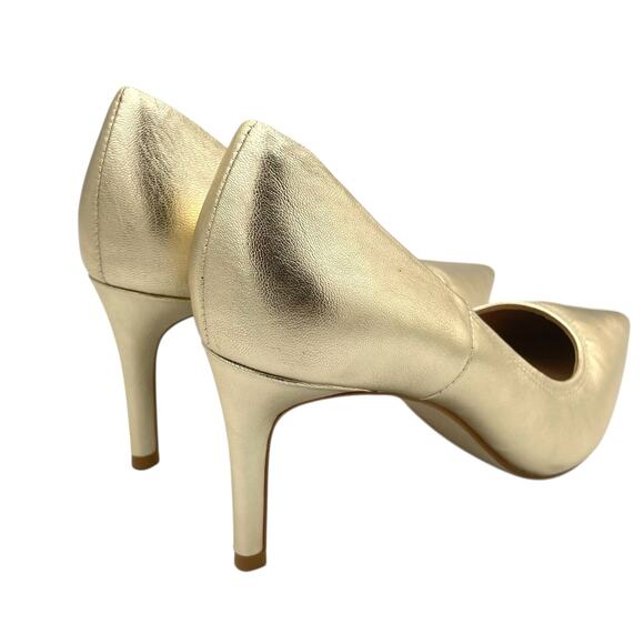 Tahari Peyton Metallic Gold Leather Pointed Toe Stiletto Heel Classic Pumps - Picture 8 of 11